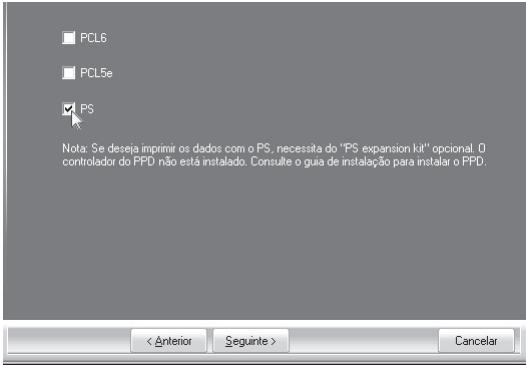 SHARP MX-PB12 - Whenever aparecer a janela de seleção da porta, seleção a porta utilizes aço controlador de impressora PCL6 (USB001, etc.) e clique em [Seguinte]. - 1