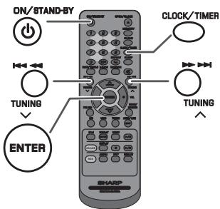 ON/STAND-BY CLOCK/TIMER TUNING TUNING ENTER SHARP