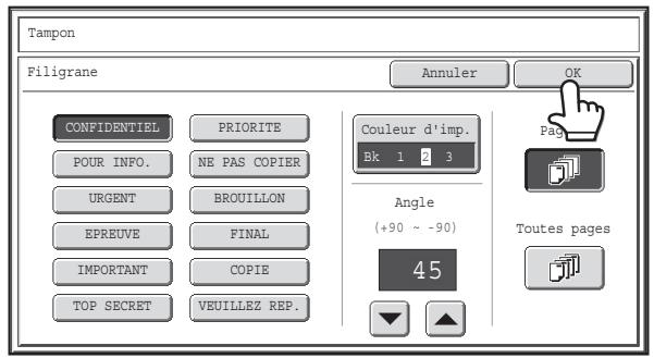 SHARP MX-3114N - Appuyez sur les touches  pour définir l'angle du filigrane. - 1