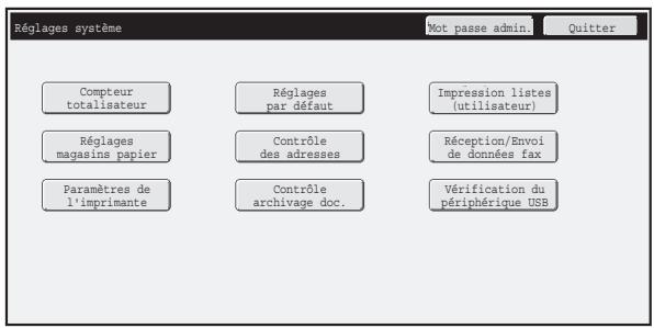 SHARP MX-3114N - Accès aux réglages système (généralités) - 3