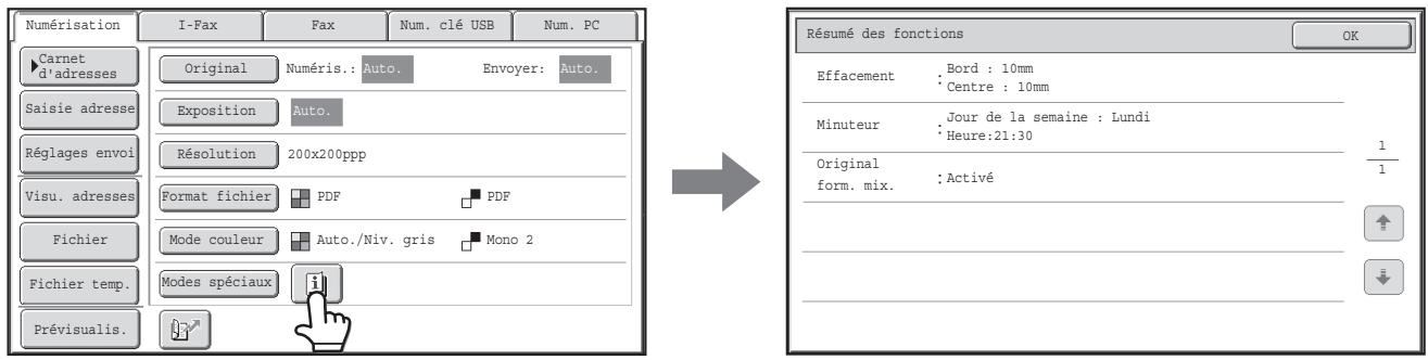 SHARP MX-3114N - Vérification des modes spéciaux sélectionnés - 1