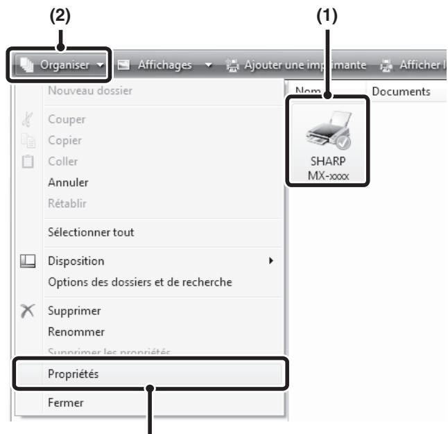 SHARP MX-3114N - Cliquez sur le bouton [Démarrer] (®, ), puis choisissez [Panneau de configuration] et [Imprimantes]. - 2