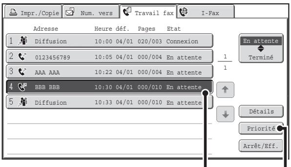 SHARP MX-3114N - ATTRIBUTION D'UNE PRIORITE A UN TRAVAIL DE TELECOPIE EN ATTENTE - 2