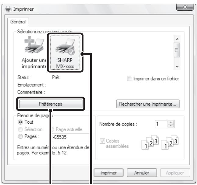 SHARP MX-3114N - PROCEDURE D'IMPRESSION LORSQUE LA FONCTION AUTHENTICATION DE L'UTILISATEUR EST ACTIVEE - 1