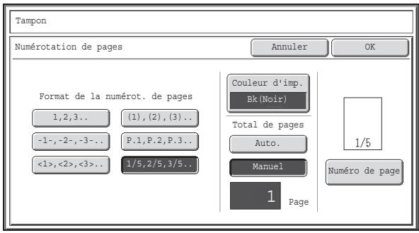 SHARP MX-3114N - Si la touche [1/5, 2/5, 3/5] est sélectionnée, - 1