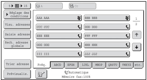 SHARP MX-3114N - APPEL D'UN NUMERO DE TELECOPIE A PARTIR DU CARNET D'ADRESSES - 1