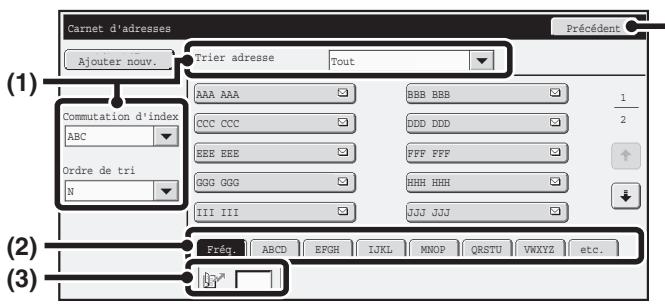 SHARP MX-3114N - Exemple : Ecran du carnet d'adresses - 1