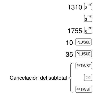SHARP XE-A203 - Cancelación del subtotal - 1