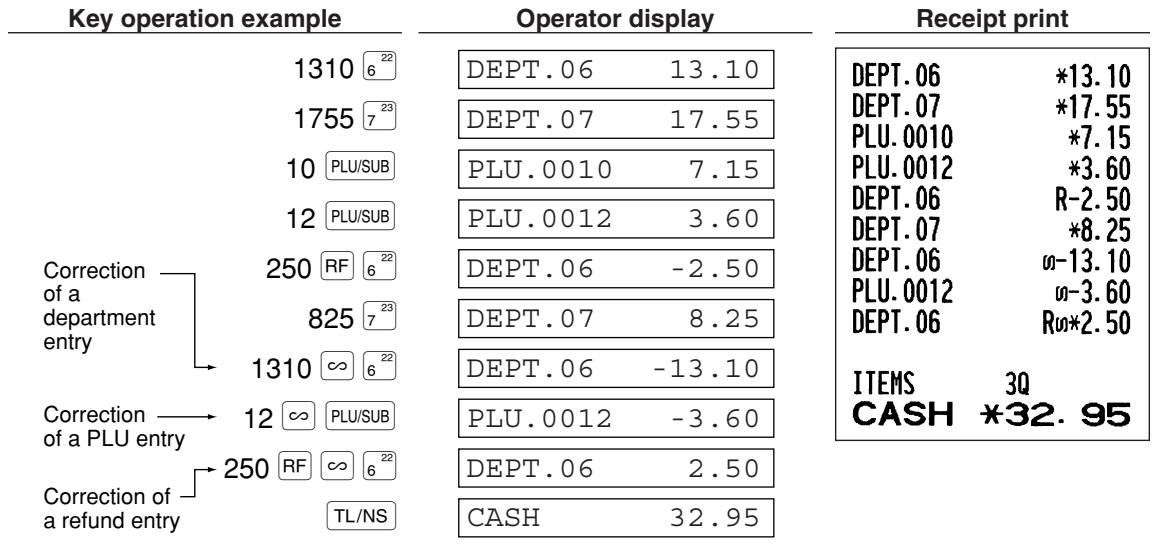 SHARP XE-A203 - Correction of the Next-to-last or Earlier Entry (indirect void) - 1
