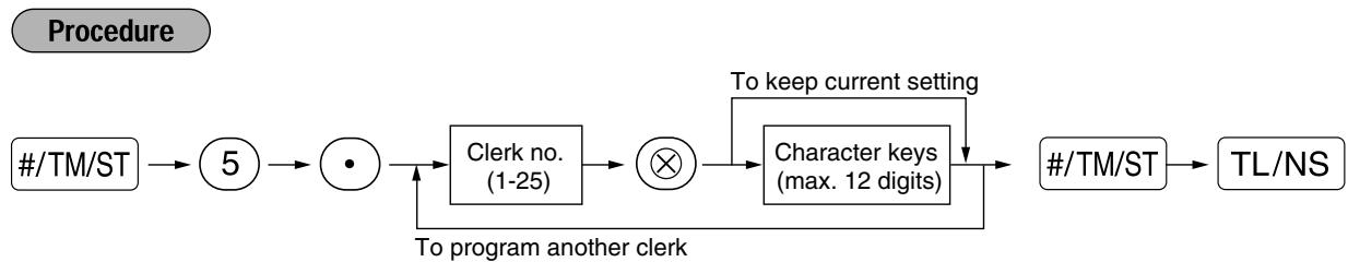 SHARP XE-A203 - Clerk names (12 digits) - 1