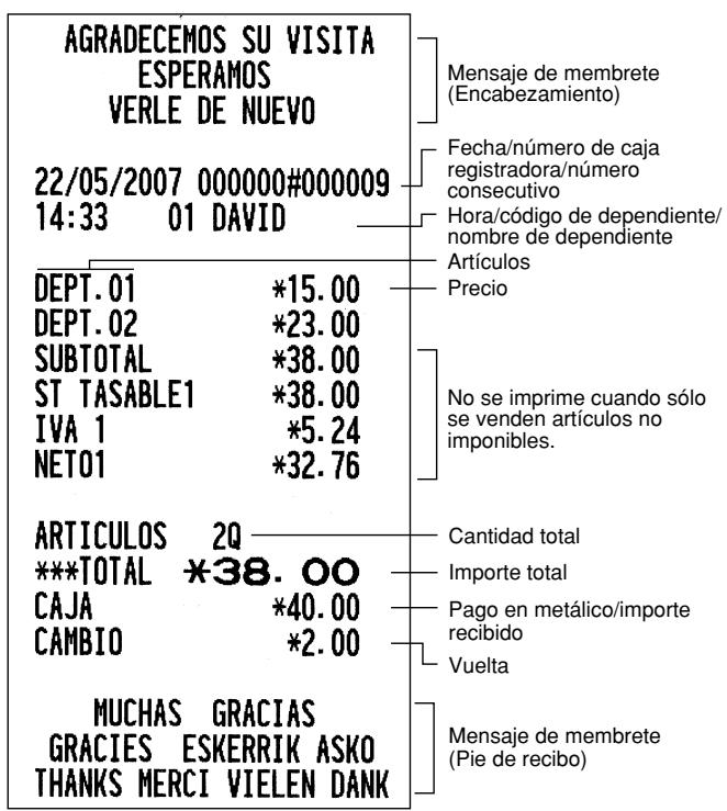 SHARP XE-A203 - Impresión en el recibo - 1
