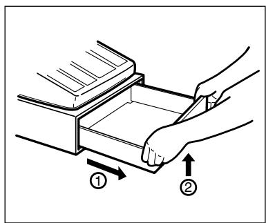 SHARP XE-A203 - Entfernen des Schubladeneinsatzes und der Schublade - 2