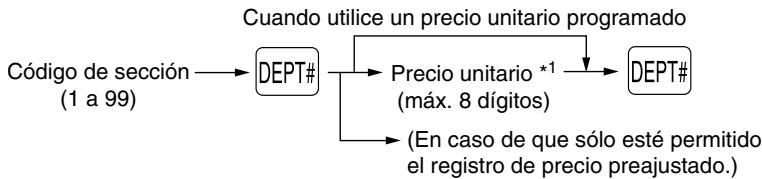 SHARP XE-A203 - - Cuando se emplea la tecla de registrar de número de sección - 1