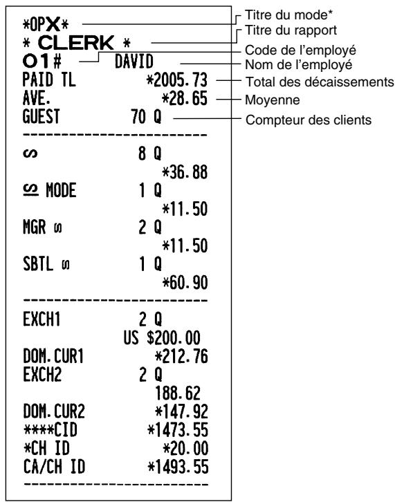 SHARP XE-A203 - Rapport d'un employé individuel - 1