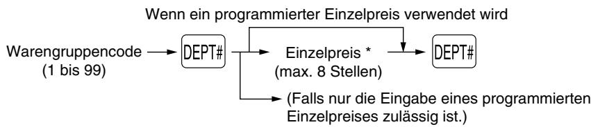 SHARP XE-A203 - - Bei Verwendung der Warengruppencode-Eingabetaste - 1