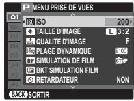 FUJIFILM PREMIUM X-PRO1 - Utilisation des menus : Mode de prise de vue - 1