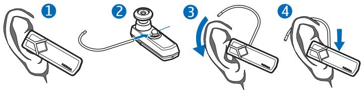 NOKIA BH-703 - Placer le kit oreillette sur l'oreille - 1
