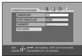 JVC CA-HXGD8E - Rufen Sie das Untermenü KINDERSICHERUNG ab. - 2
