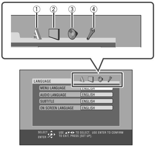 JVC CA-HXGD8E - Iconen van instelmenu - 1