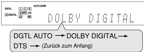JVC RX-D302B - Drücken Sie DECODE MODE zum Wahlen von „DOLBY DIGITAL“ oder „DTS“. - 1