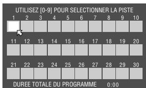 UTILISEZ [0-9] POUR SELECTIONNER LA PISTE 1 2 3 4 5 6 7 8 9 10 11 12 13 14 15 16 17 18 19 20 21 22 23 24 25 26 27 28 29 30 DURÉE TOTALE DU PROGRAMME 0:00