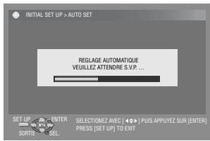 INITIAL SET UP > AUTO SET REGLAGE AUTOMATIQUE VEUILLEZ ATTENDRE S.V.P. ... SET UP ENTER SELECTION#Z AWC (10) PLUS APPLY#Z SUR [ENTER] SORTIE SEL PRESS (SET UP) TO EXIT
