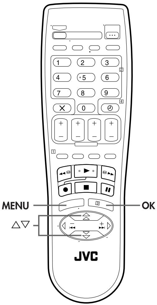 1 2 3 4 5 6 7 8 9 × 0 ④ + + + + - - - - MENU OK JVC