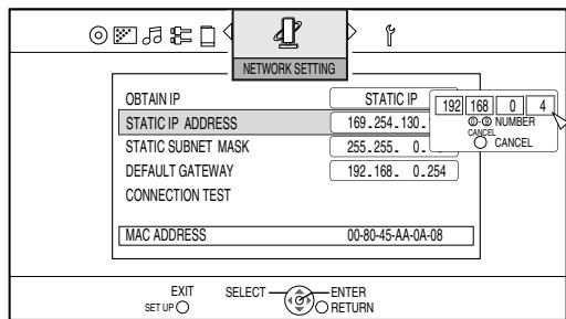 JVC NX-BD3E - Entre l'adresse IP en utilisant les touches numériques, puis appuyez sur [ENTER]. - 1