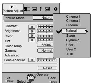 JVC DLA-HD950 - Select "Picture Adjust" "Picture Mode" "Natural" - 2