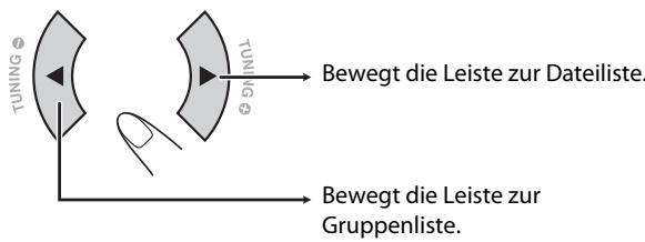 JVC NX-T10 - Zum Bewegen der Markierungsleiste zwischen Gruppenliste und Datiliste - 1