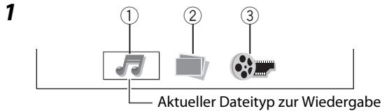 JVC NX-T10 - Wenn verschiedene Typen abspielbarer Dateien (Audio/Standbild/Bewegte Bilder) aufgezeichnet werden - 2