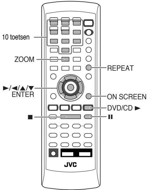 10 toetsen ZOOM REPEAT ►/◄/▲/▼ ENTER ON SCREEN DVD/CD ► JVC