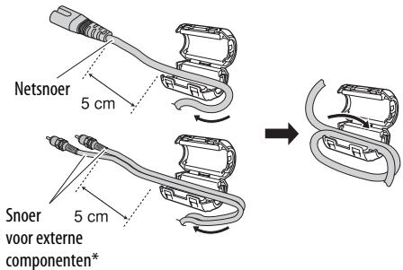 JVC TH-BA1 - Haal de kabel door het Kernfilter en spoel stevig éenmaal rond de uitsparing in het Kernfilter op de in de afbeelding getoonde manier. - 1