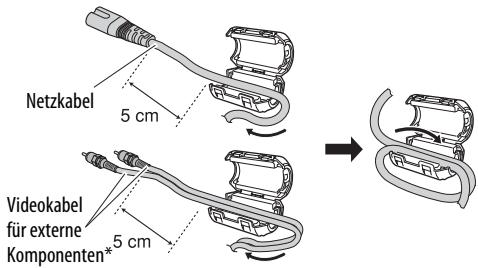 JVC TH-BA1 - Führn Sie das Kabel durch den Kernfilter und wickeln Sie es einzel festinnen durch die Aussparung des Kernfilters, wie in der Abbildung gezeigt. - 1