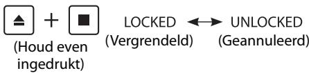 (Houd even ingedrukt) LOCKED ←→ UNLOCKED (Vergrendeld) (Geannuleerd)