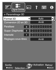 JVC DLA-X55R - Appuyez sur le bouton [3D SETTING] pour afficher “Paramétrage 3D” - 3