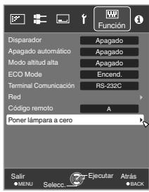 JVC DLA-X55R - Reinicializacion del tiempo de uso de la lámpara desdela pantalla de menus - 3