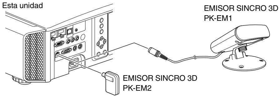 JVC DLA-X55R - Conecte EMISOR SINCRO 3D al terminal [3D SYNCHRO] de la unidad principal - 1