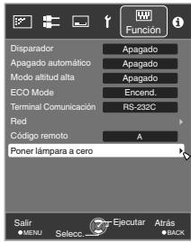 JVC DLA-X75R - Reinicializacion del tiempo de uso de la lámpara desdela pantalla de menus - 3