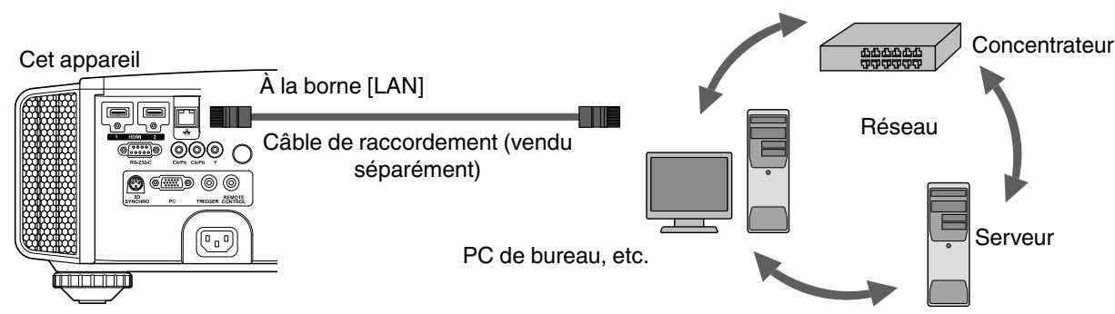 JVC DLA-X75R - Connexion à la borne LAN - 1