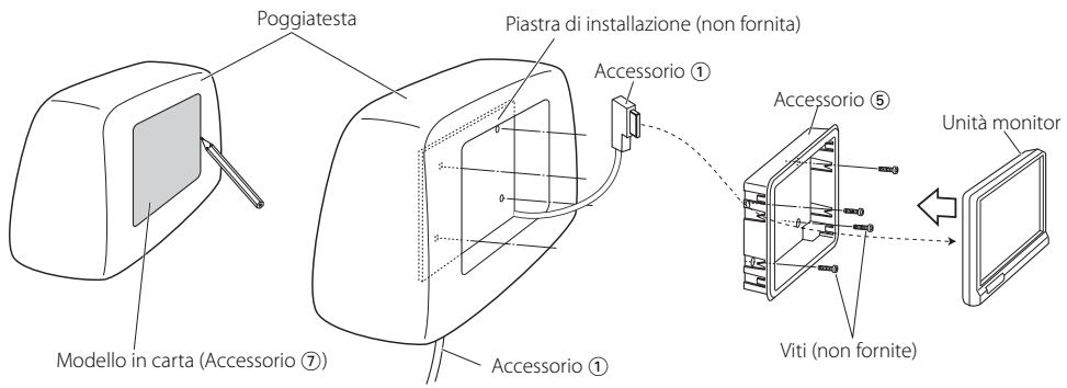 KENWOOD KOS-L702 - Prima di montare il monitor nel poggiatesta: - 1