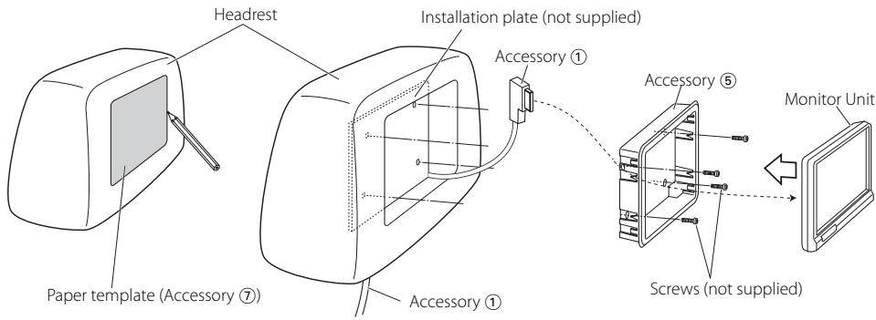 KENWOOD KOS-L702 - Before mounting the monitor to the headrest: - 1