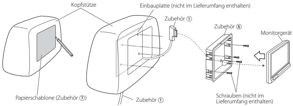 KENWOOD KOS-L702 - Vor dem Einbau des Bildschirms in die Kopfstütze: - 1