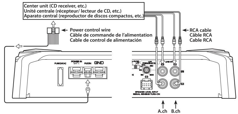 KENWOOD KAC-6406 - Retirer la clé de contact et débrancher la borne négative de la batterie pour éviter les court-circuits. - 2