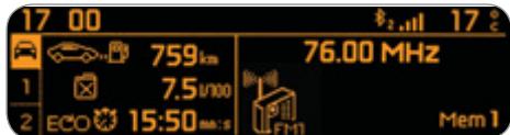 17 00 759km 7.5/1000 ECO 15:50 mm/s 76.00 MHz Mem 1