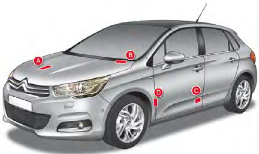 CITROEN C4 2 2010 - Etiquette constructeur. - 1