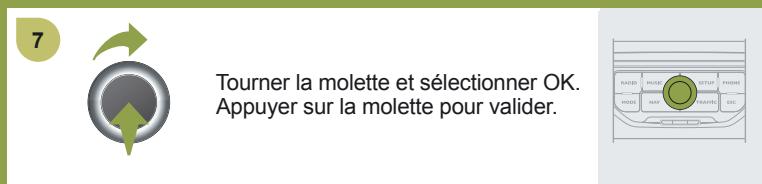 7 Tourner la molette et sélectionner OK. Appuyer sur la molette pour valider.
