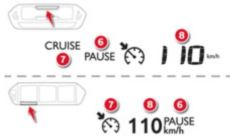 CRUISE 7 6 PAUSE 110 km/h 7 8 6 110 PAUSE km/h