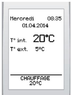Mercredi 08.35 01.04.2014 T° int. 20°C T° ext. 5°C CHAUFFAGE 20°C