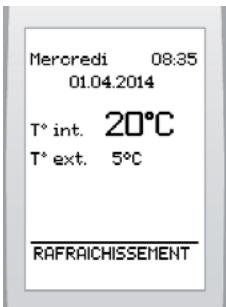 Mercredi 08:35 01.04.2014 T° int. 20°C T° ext. 5°C RAFRAICHISSEMENT
